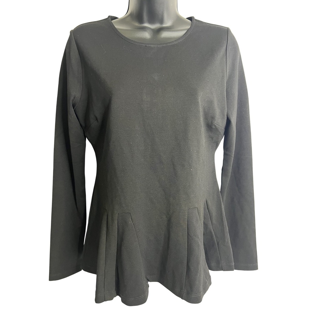 Catherine Malandrino Top Womens Small Long Sleeve Pleated Tunic Peplum Stretch